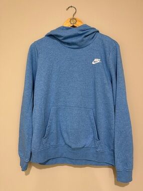 Nike Light Blue Pullover Hoodie with White Swoosh Tag